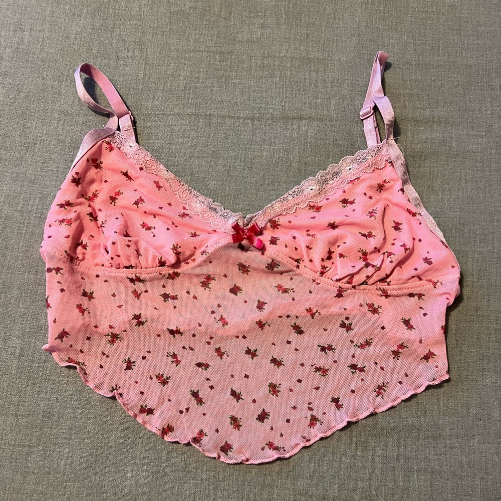 Garage small pink cropped tank top
